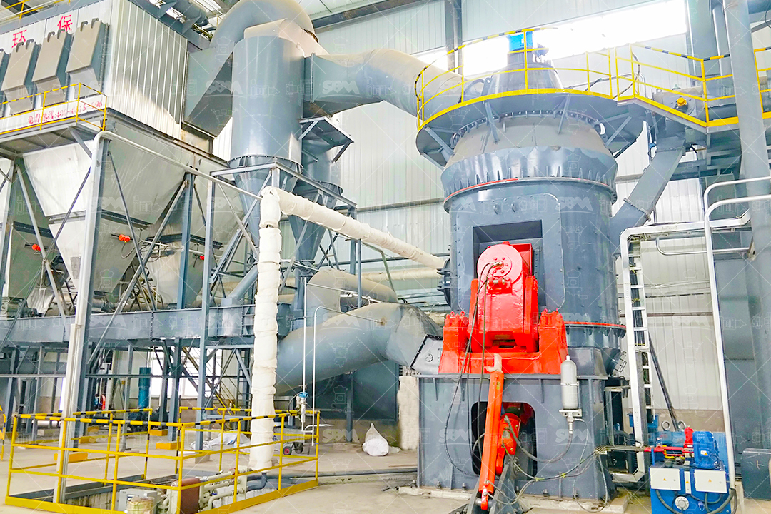 Vertical roller mill in industrial mineral processing plant